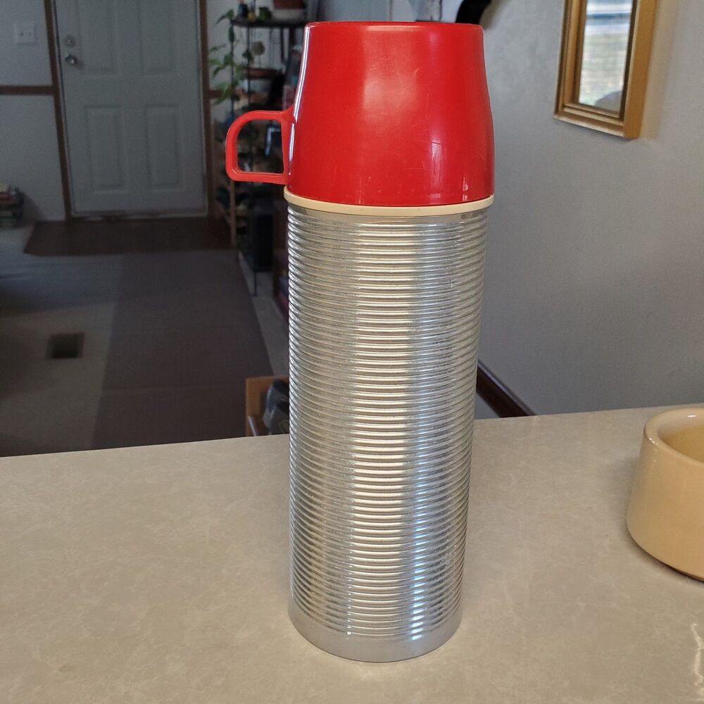 Vintage King Seeley Thermos 1970s Ribbed Aluminum Pint 2284